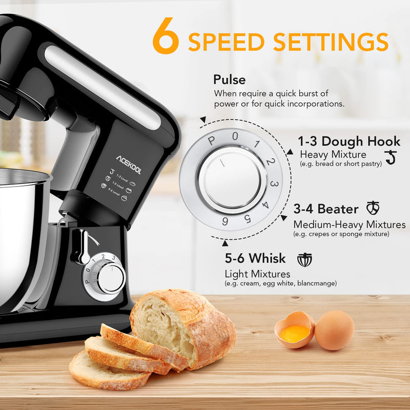 ACEKOOL Stand Mixer MC3 4QT 6 Speeds Tilt-Head Small Food Mixers EU Plug