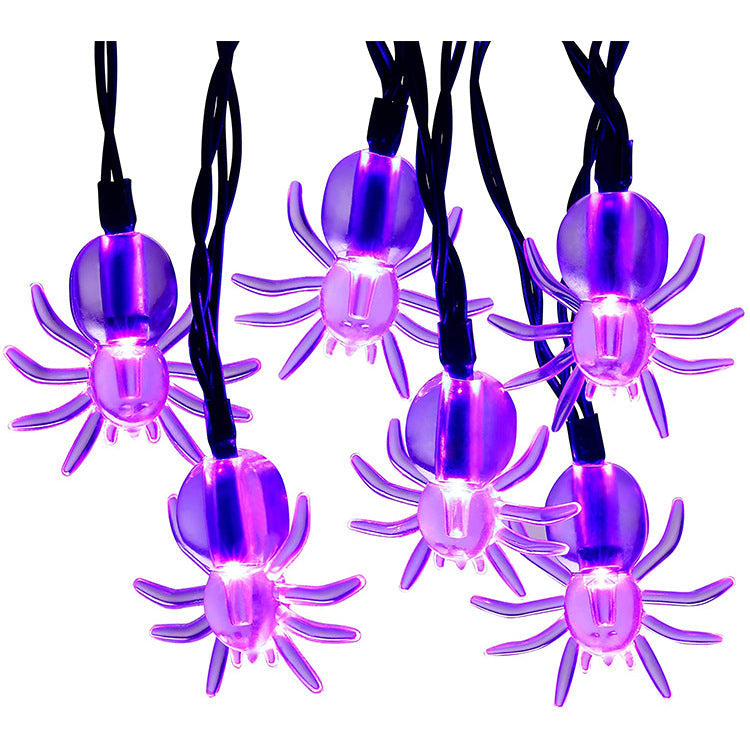 GAOMON LED Solar String Light Purple Spider Light for Halloween Party Decorations