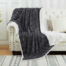 GAOMON Sherpa Fleece Soft Plush Jacquard Fluffy Throw Blanket Grey 60" x 80"