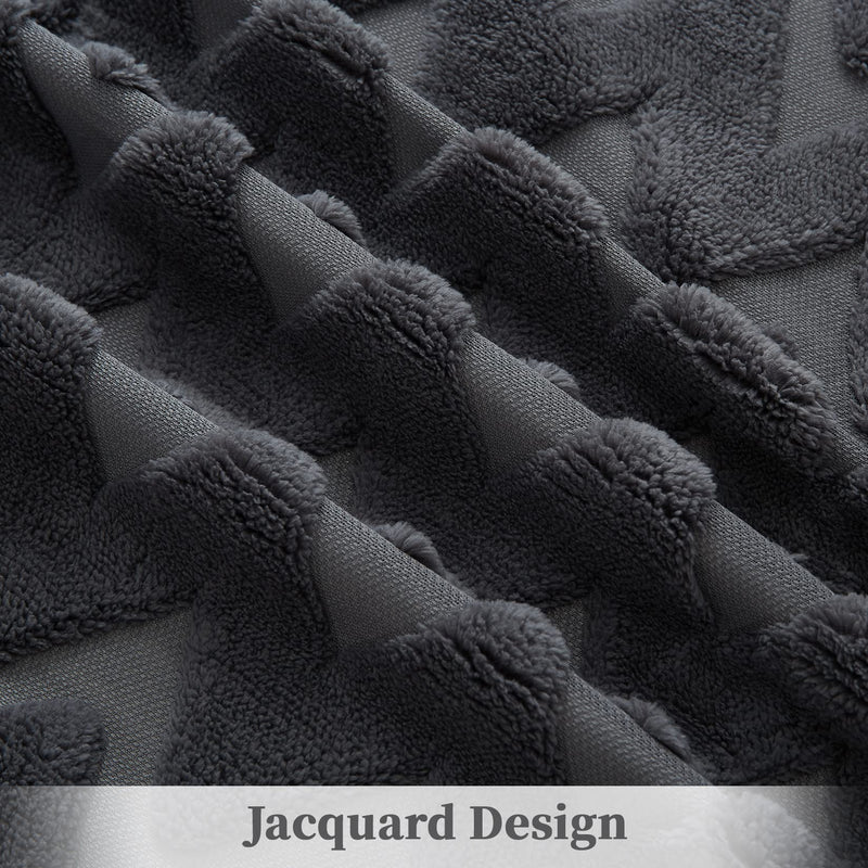 GAOMON Sherpa Fleece Soft Plush Jacquard Fluffy Throw Blanket Grey 50" x 60"