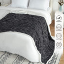 GAOMON Sherpa Fleece Soft Plush Jacquard Fluffy Throw Blanket Grey 60" x 80"