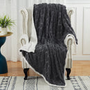 GAOMON Sherpa Fleece Soft Plush Jacquard Fluffy Throw Blanket Grey 60" x 80"