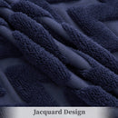 GAOMON Sherpa Fleece Soft Plush Jacquard Fluffy Throw Blanket Navy Blue 50" x 60"