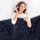 GAOMON Sherpa Fleece Soft Plush Jacquard Fluffy Throw Blanket Navy Blue 50" x 60"