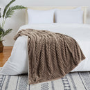 GAOMON Sherpa Fleece Soft Plush Jacquard Fluffy Throw Blanket Brown