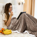 GAOMON Sherpa Fleece Soft Plush Jacquard Fluffy Throw Blanket Brown