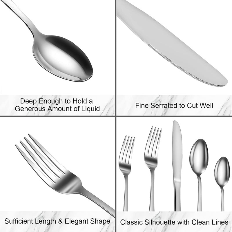 GAOMON 20 Piece S592 Stainless Steel Kitchen Flatware Set - Silver