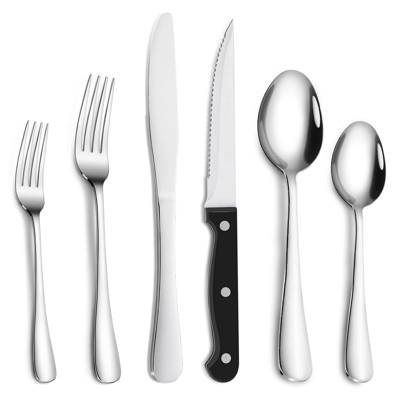 GAOMON 36 Piece S592 Stainless Steel Silverware Set with Steak Knives