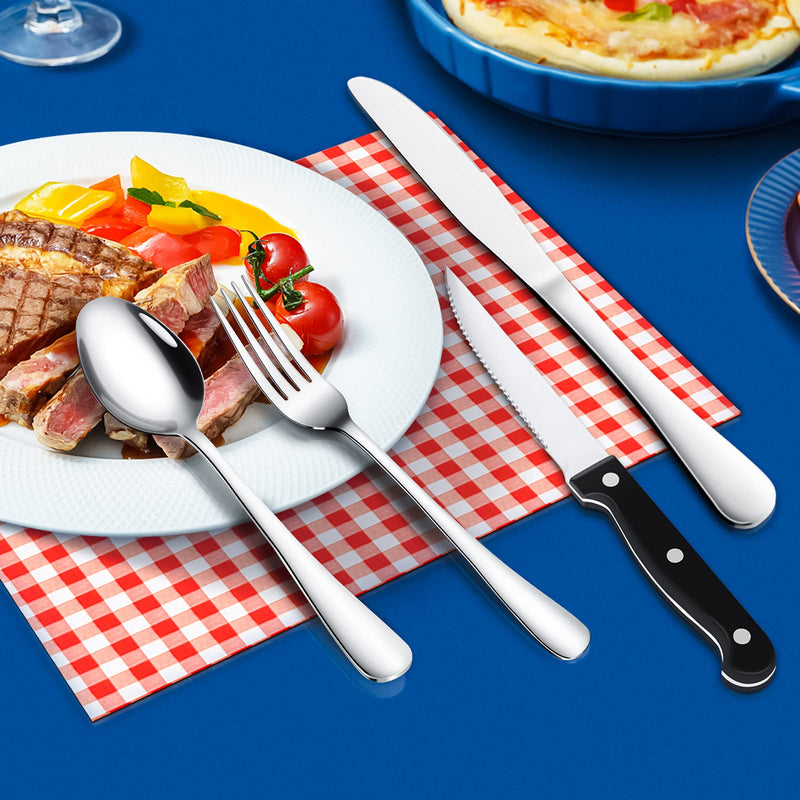 GAOMON 48 Piece S592 Stainless Steel Silverware Set with Steak Knives