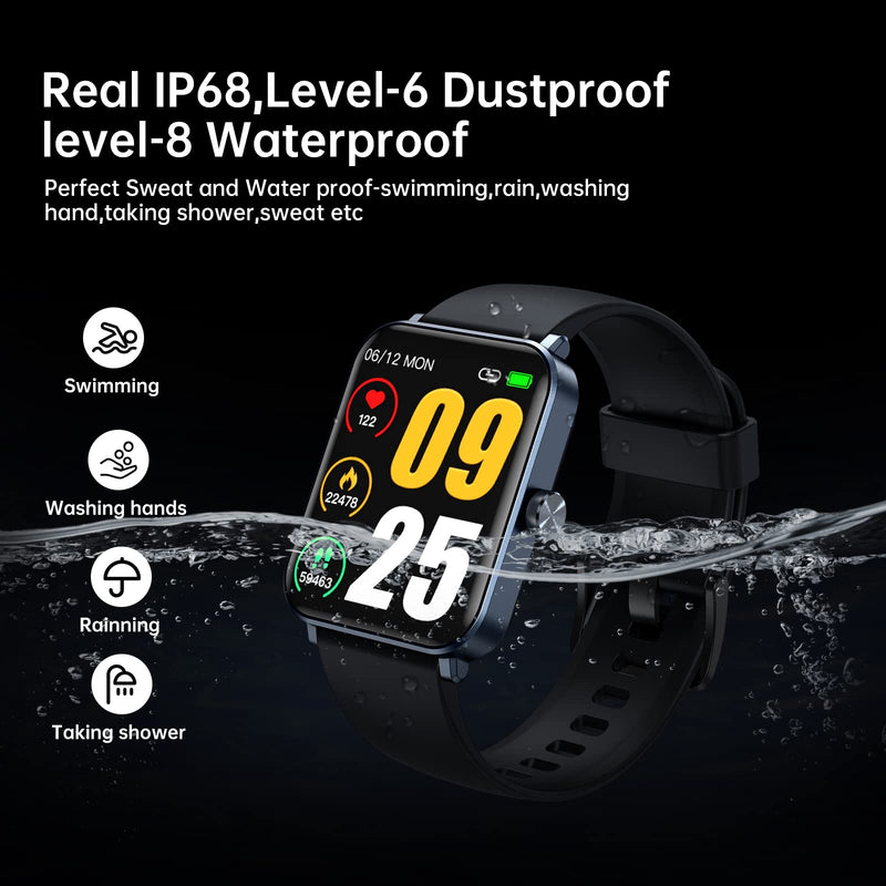 GAOMON Smart Watch 1.69" Full Touch Screen Fitness Tracker Black