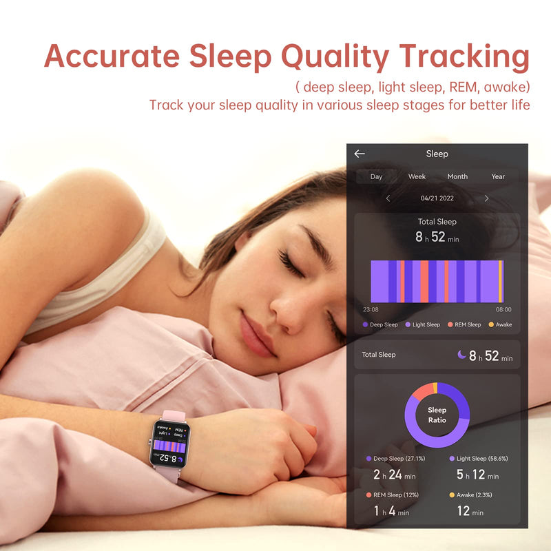 GAOMON Smart Watch 1.69" Full Touch Screen Fitness Tracker Pink