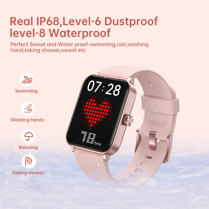 GAOMON Smart Watch 1.69" Full Touch Screen Fitness Tracker Pink