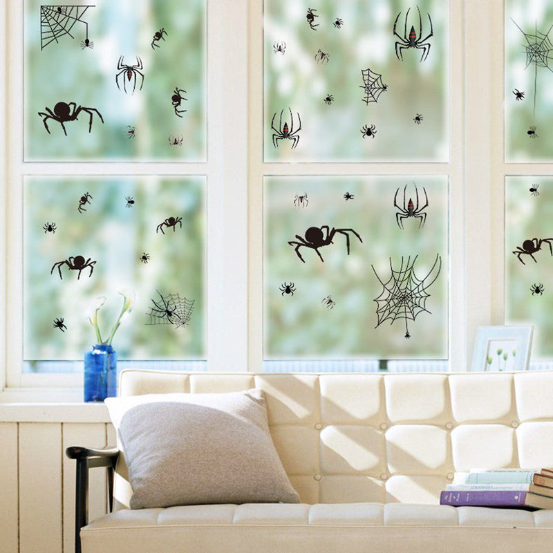 GAOMON 10pcs Halloween Bat Pumpkin Print Electrostatic Stickers For Decoration