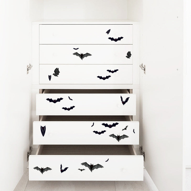 GAOMON 10pcs Halloween Bat Pumpkin Print Electrostatic Stickers For Decoration