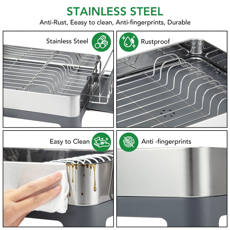 GAOMON Dish Drying Rack Stainless Steel Dish Rack Drainers for Kitchen Counter