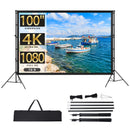 GAOMON Projector Screen With Stand 100 inch 16:9 4K HD Rear & Front Projections Movies Screen With Carry Bag