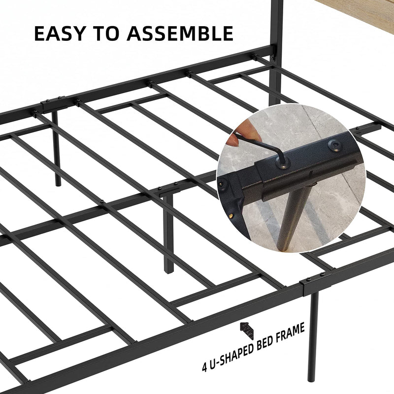 GAOMON Full Size Bed Frame with Wood Headboard