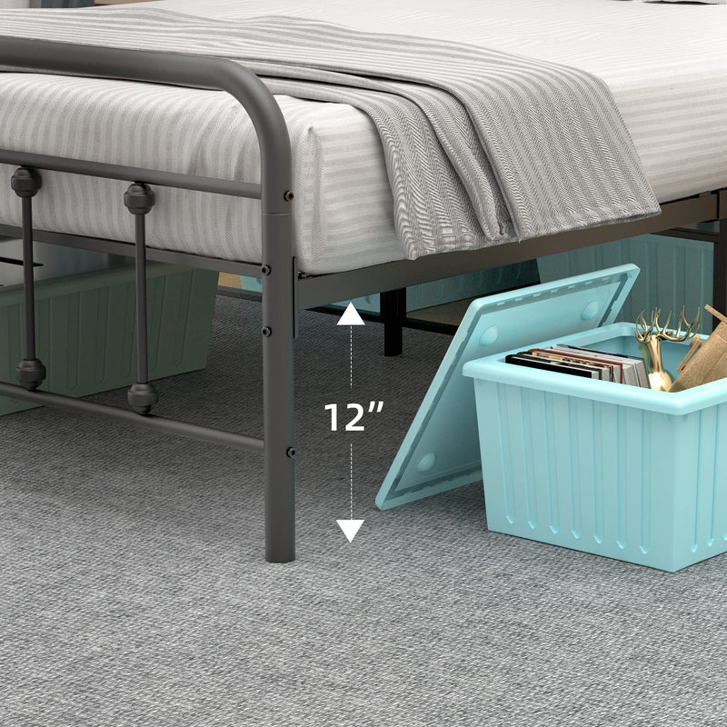 GAOMON Full Size Metal Bed Frame with Victorian Headboard