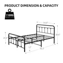 GAOMON Full Size Metal Bed Frame with Victorian Headboard