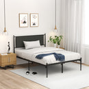 GAOMON Full Size Metal Platform Bed Frame with Upholstered Headboard
