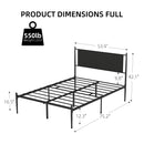 GAOMON Full Size Metal Platform Bed Frame with Upholstered Headboard