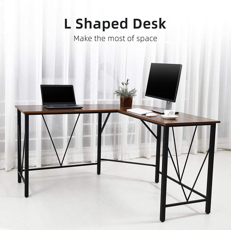 GAOMON L-Shaped Computer Desk for Home Office - Peach Color