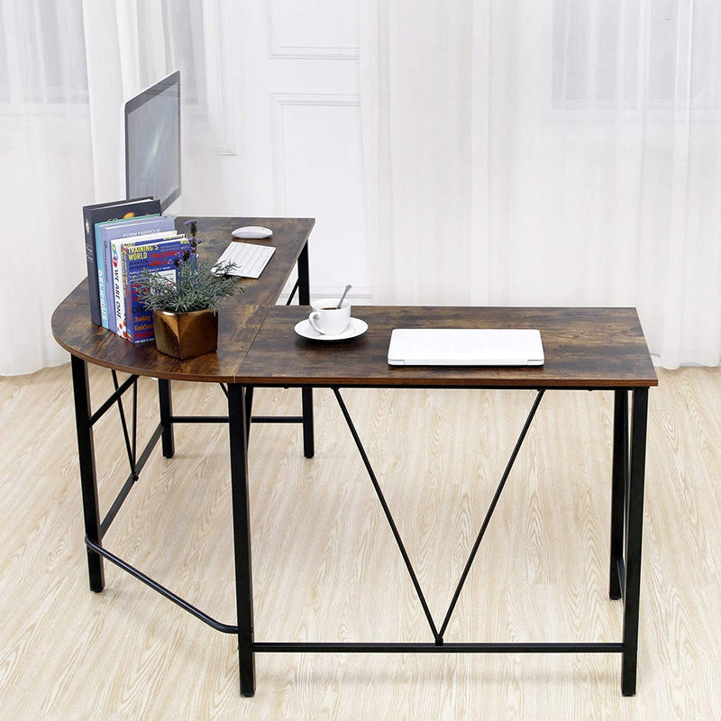 GAOMON L-Shaped Computer Desk for Home Office - Peach Color