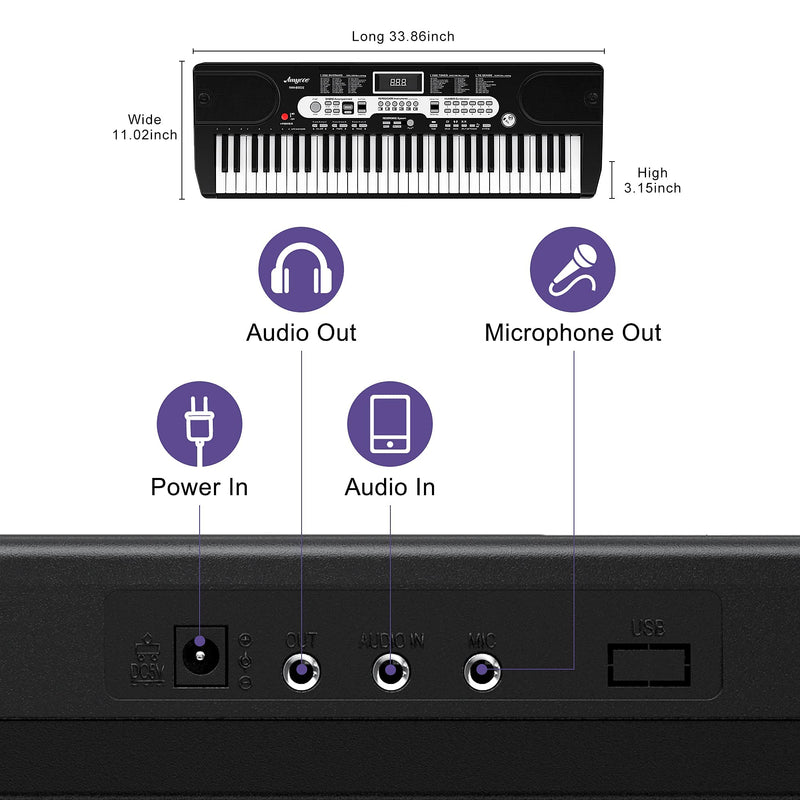 GAOMON Musical Instrument 61-Key Beginners Electric Keyboard Piano