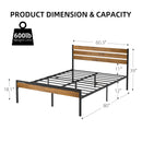 GAOMON Queen Size Bed Frame with Wood Headboard