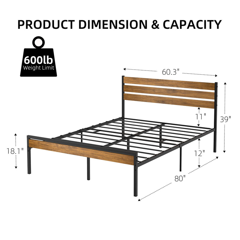 GAOMON Queen Size Bed Frame with Wood Headboard