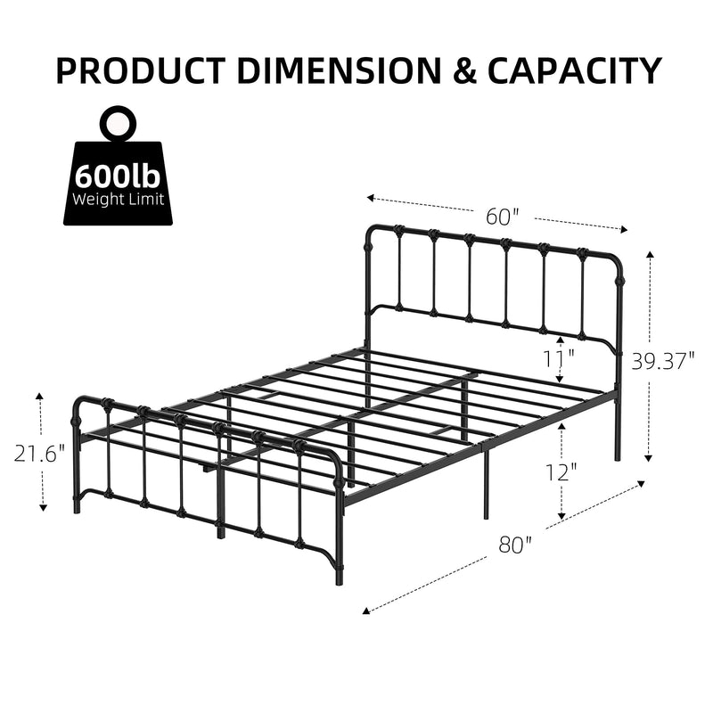 GAOMON Queen Size Metal Bed Frame Platform Bed