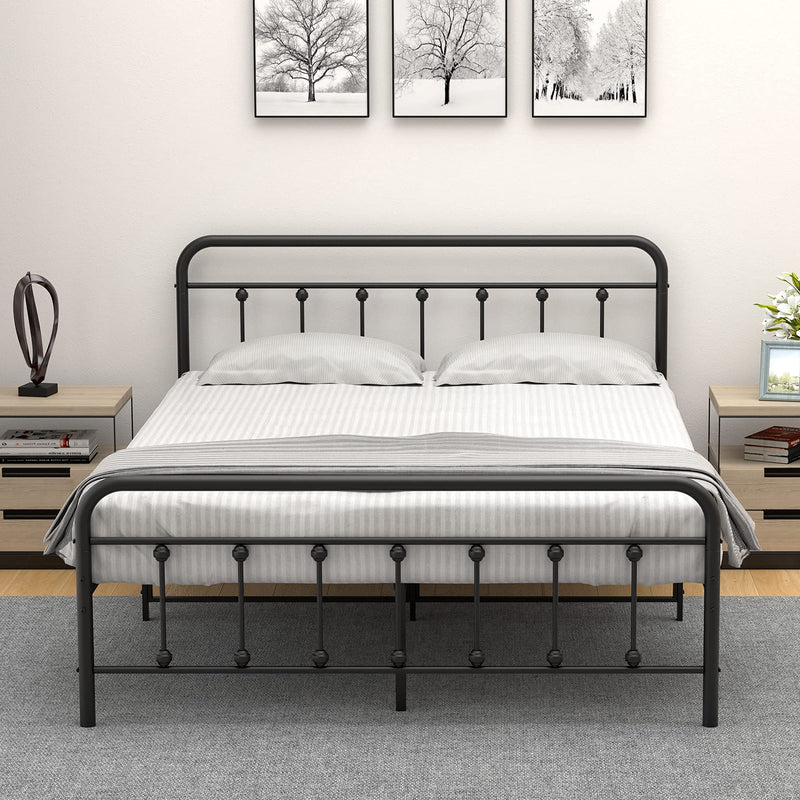 GAOMON Queen Size Metal Bed Frame with Victorian Headboard