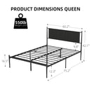 GAOMON Queen Size Metal Platform Bed Frame with Upholstered Headboard