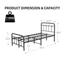 GAOMON Twin Size Metal Bed Frame with Victorian Headboard