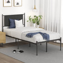 GAOMON Twin Size Metal Platform Bed Frame with Upholstered Headboard