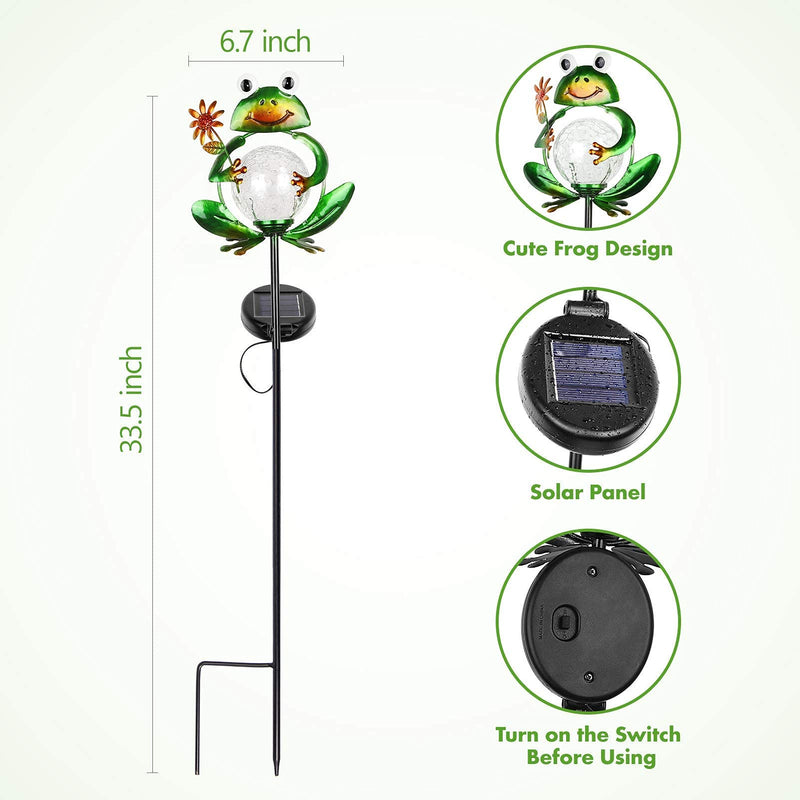 GAOMON Metal Frog Garden Decor Solar Lights Outdoor Lights