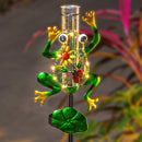 GAOMON Metal Solar Frog Rain Gauge Outdoor Decorative
