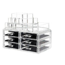 GAOMON 2pcs/set Plastic Cosmetic Box Makeup Case 6-drawer Transparent