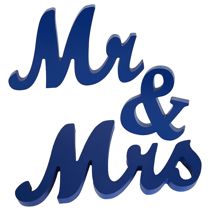 GAOMON 1 Set Wooden Mr And Mrs Letter Ornament Wedding Props Sea Blue