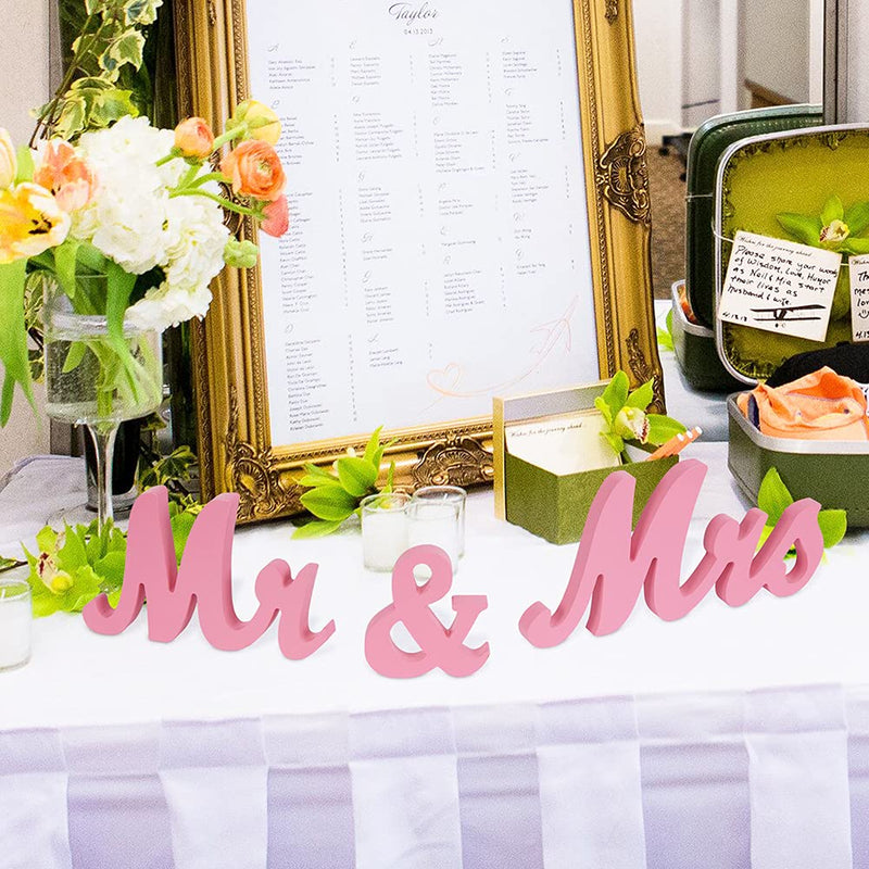 GAOMON 1 Set Wooden Mr And Mrs Letter Ornament Wedding Props Pink