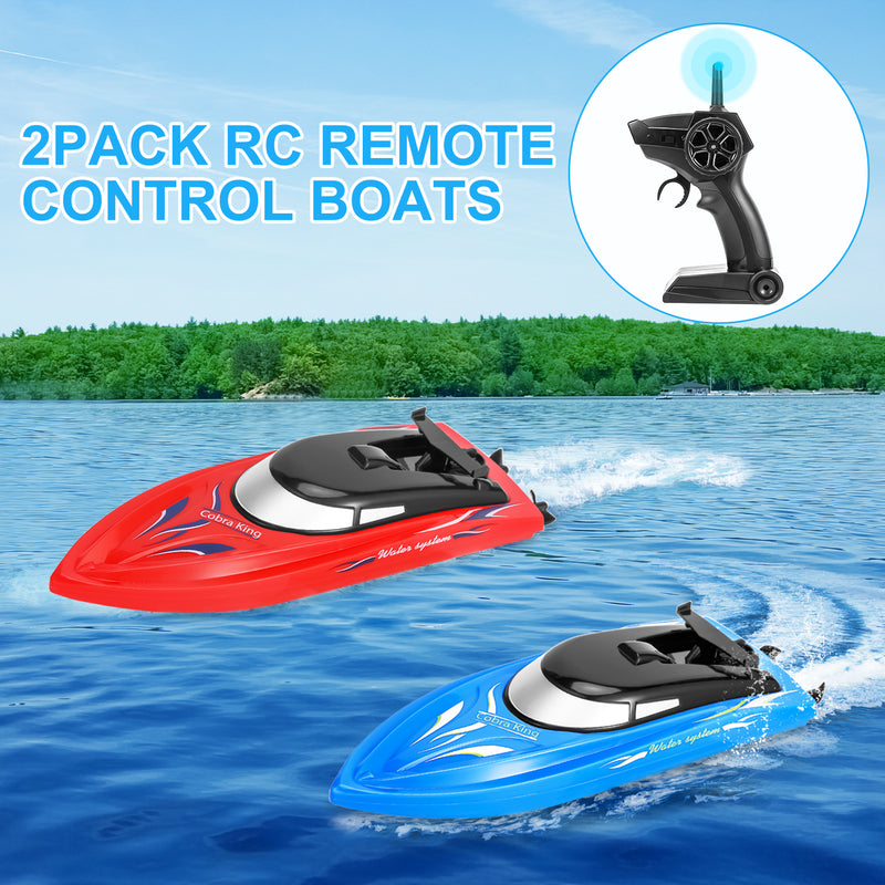 GAOMON 2PACK 10km/H 2.4G High Speed Remote Control Boats (Blue+Red)