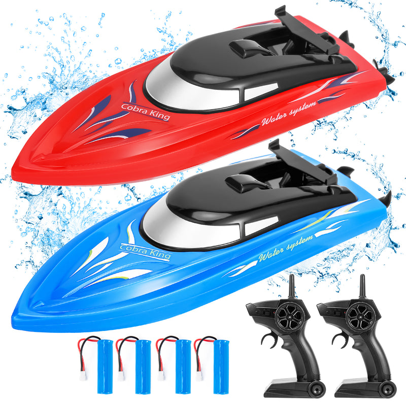 GAOMON 2PACK 10km/H 2.4G High Speed Remote Control Boats (Blue+Red)