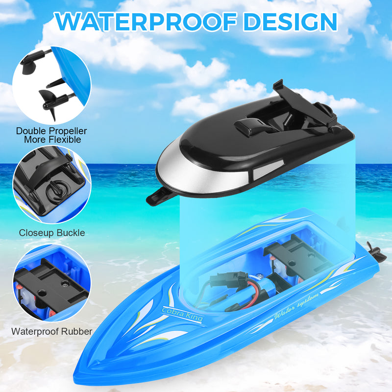 GAOMON 2PACK 10km/H 2.4G High Speed Remote Control Boats (Blue+Red)