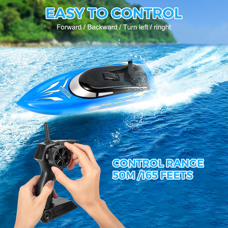 GAOMON 2PACK 10km/H 2.4G High Speed Remote Control Boats (Blue+Red)