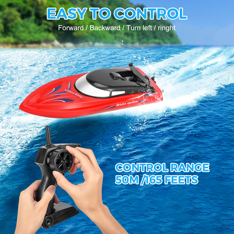 GAOMON 2PACK 10km/H 2.4G High Speed Remote Control Boats (Blue+Red)