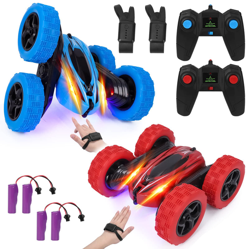 GAOMON 2Pack RC Stunt Car Watch Gesture Sensor Car Blue+Green