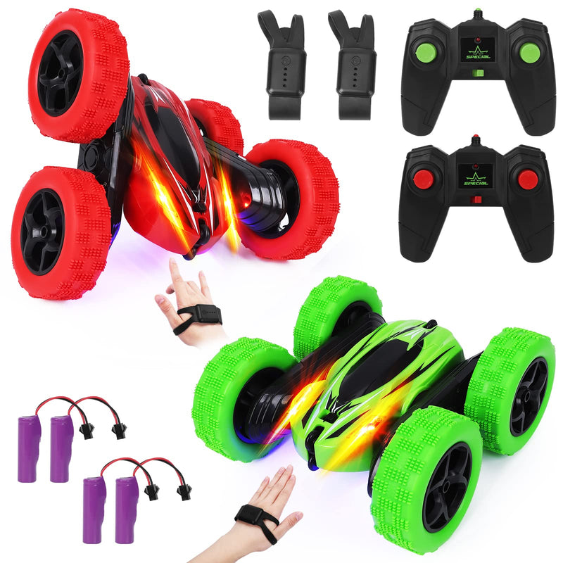 GAOMON 2Pack RC Stunt Car Watch Gesture Sensor Car Blue+Green