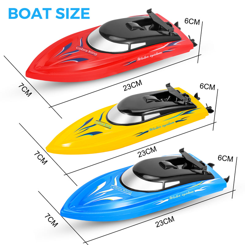 GAOMON 3PACK 10km/H 2.4G High Speed Remote Control Boats (Blue+Yellow+Red)