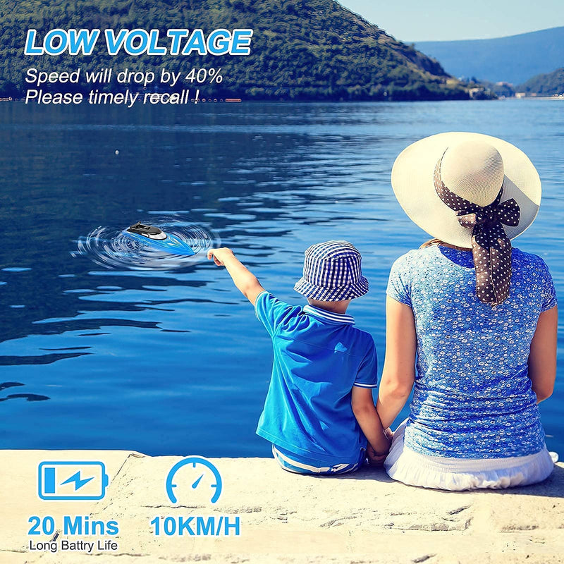 GAOMON 2PACK 10km/H 2.4G High Speed Remote Control Boats Blue+Yellow