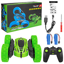 GAOMON Remote Control Car 1165A RC Stunt Car Toy Double Sided 360 Rotating Vehicle Green